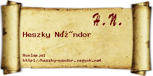 Heszky Nándor névjegykártya